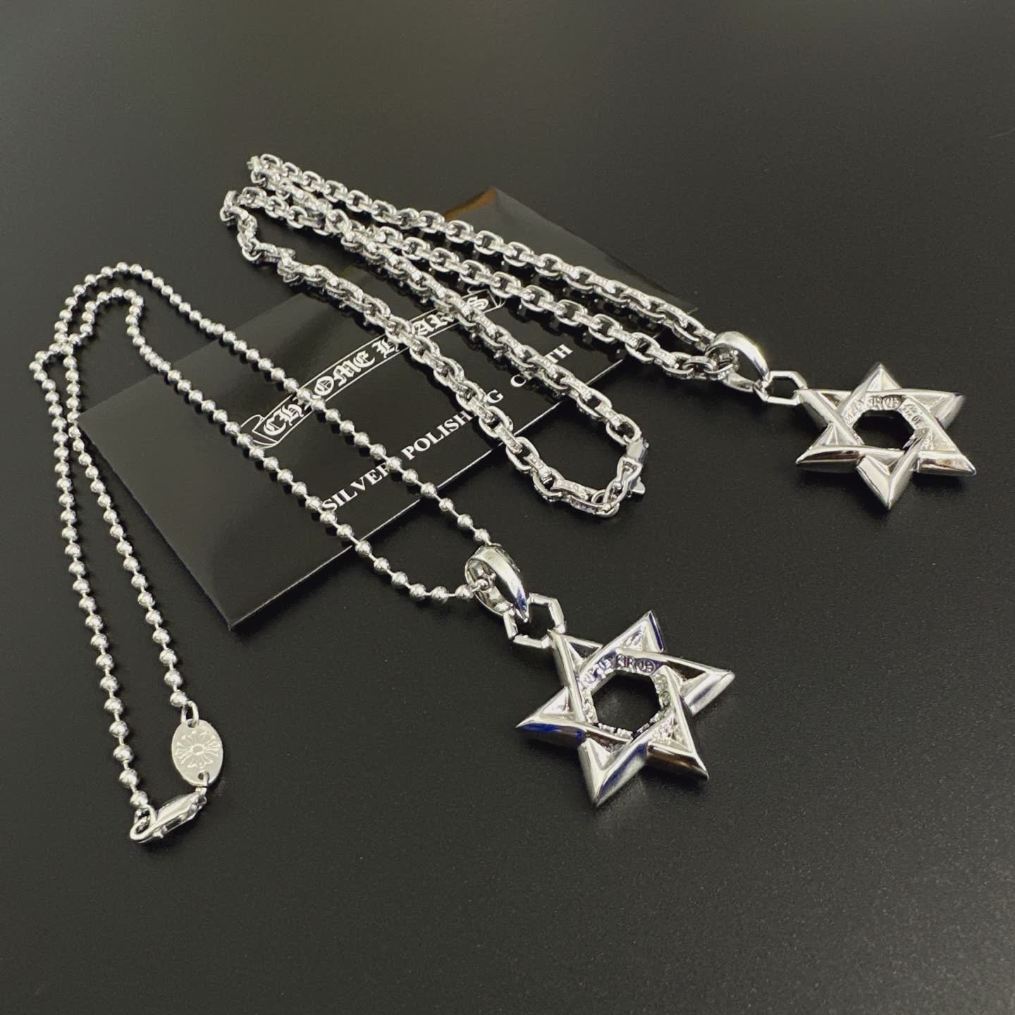 Chrome Hearts Silver Star of David Pendant Necklace